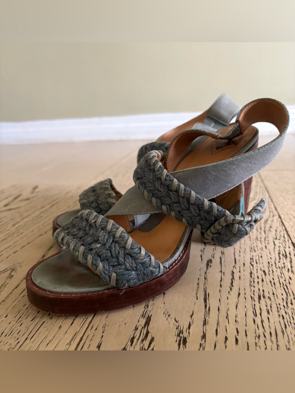John Fluevog Braided Slingback Sandals in Gray